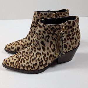 Like NEW Sam Edelman Walden Leopard-Print Cow Hair Booties Size 6